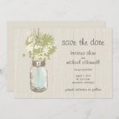 Rustic Mason Jar & Wildblumen Save the Date (Vorne/Hinten)