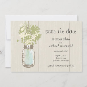 Rustic Mason Jar & Wildblumen Save the Date