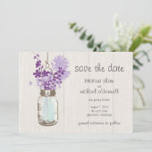 Rustic Mason Jar & Wildblumen Save the Date (Stehend Vorderseite)