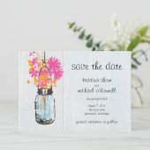 Rustic Mason Jar & Wildblumen Save the Date (Stehend Vorderseite)