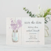 Rustic Mason Jar & Wildblumen Save the Date (Stehend Vorderseite)