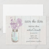 Rustic Mason Jar & Wildblumen Save the Date (Vorne/Hinten)