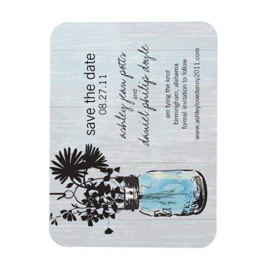 Rustic Mason Jar & Wildblumen Save the Date Magnet (Vertikal)