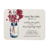 Rustic Mason Jar & Wildblumen Save the Date Magnet (Horizontal)