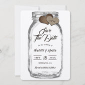 Rustic Mason Jar Wood Burlap Hearts Kraft Wedding Save The Date (Vorderseite)