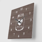 Rustic mason jar wood grain panel wall clock quadratische wanduhr (Winkel)