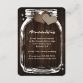 Rustic Mason Jar Wood Hearts Unterkunftskarte Begleitkarte (Vorderseite)