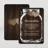 Rustic Mason Jar Wood Hearts Unterkunftskarte Begleitkarte (Vorne/Hinten)