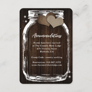 Rustic Mason Jar Wood Hearts Unterkunftskarte Begleitkarte