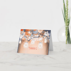 Rustic Mason Jars Floral Tree Lights Vielen Dank Dankeskarte