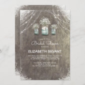 Rustic Mason Jars Gipskraut Brautparty Einladung (Vorne/Hinten)