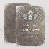 Rustic Mason Jars Gipskraut Niedlich Baby Dusche Einladung (Vorne/Hinten)