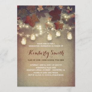 Rustic Mason Jars Lights Fall Graduation Party Einladung