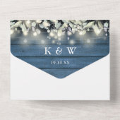 Rustic Mason Jars Lights Foliage Monogram Wedding All In One Einladung (Rückseite)