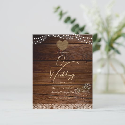 Rustic Mason Jars Lights Lace Gypsophilia WEDDING (Stehend Vorderseite)