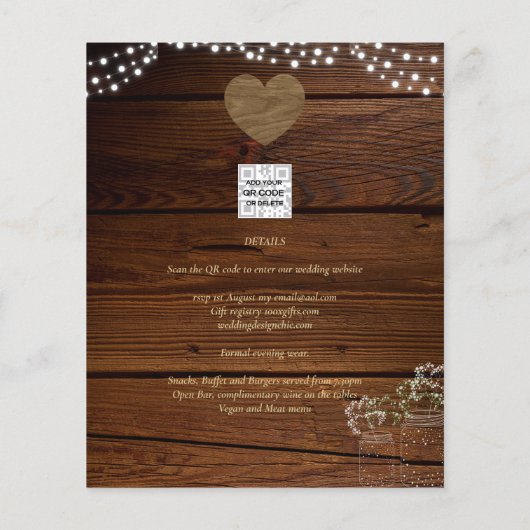 Rustic Mason Jars Lights Lace Gypsophilia WEDDING (Rückseite)