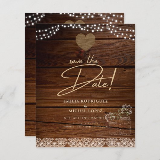 Rustic Mason Jars Lights Lace Gypsophilia WEDDING (Vorne/Hinten)