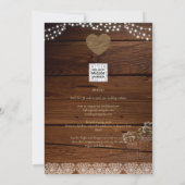 Rustic Mason Jars Lights Lace Gypsophilia WEDDING Einladung (Rückseite)