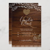 Rustic Mason Jars Lights Lace Gypsophilia WEDDING Einladung (Vorne/Hinten)