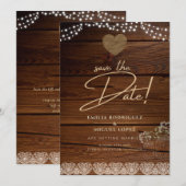 Rustic Mason Jars Lights Lace Gypsophilia WEDDING Einladung (Vorne/Hinten)