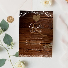 Rustic Mason Jars Lights Lace Gypsophilia WEDDING Flyer