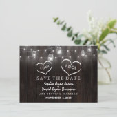 Rustic Mason Jars String Lights Barn Save the Date (Stehend Vorderseite)