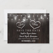 Rustic Mason Jars String Lights Barn Save the Date (Vorderseite)