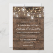 Rustic Mason Jars String Lights Elegante Hochzeit Einladung (Vorderseite)