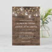 Rustic Mason Jars String Lights Elegante Hochzeit Einladung (Stehend Vorderseite)