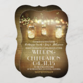 Rustic Mason Jars String Lights Elegante Hochzeit Einladung (Vorne/Hinten)