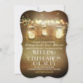 Rustic Mason Jars String Lights Elegante Hochzeit Einladung