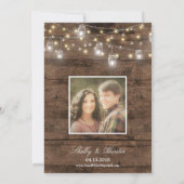 Rustic Mason Jars String Lights Foto Wedding Einladung (Rückseite)