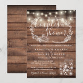 Rustic Mason Jars String Lights Paare Dusche Einladung (Vorne/Hinten)