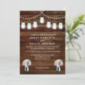Rustic Mason Jars String Lights Simple Wedding Einladung (Stehend Vorderseite)