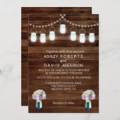 Rustic Mason Jars String Lights Simple Wedding Einladung (Vorne/Hinten)