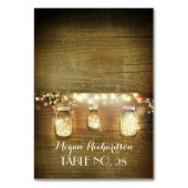 Rustic Mason Jars String Lights Wedding Escort Tischnummer (Vorderseite)