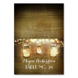 Rustic Mason Jars String Lights Wedding Escort Tischnummer