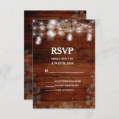 Rustic Mason Jars String Lights Wedding RSVP Card (Vorne/Hinten)