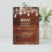 Rustic Mason Jars String Lights Wedding RSVP Card Karte (Stehend Vorderseite)
