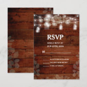 Rustic Mason Jars String Lights Wedding RSVP Card Karte (Vorne/Hinten)