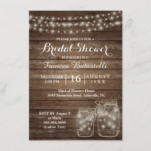 Rustic Mason Jars Wedding Brautparty Einladung