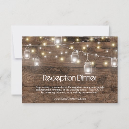 Rustic Mason Lights Empfang Dinner UAWG Entdeckung RSVP Karte (Vorderseite)