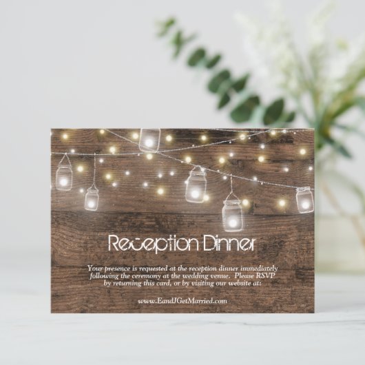 Rustic Mason Lights Empfang Dinner UAWG Entdeckung RSVP Karte (Stehend Vorderseite)