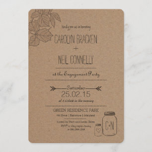 Rustic Masonjar Blätter Herzbeteiligungspartei Einladung