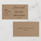 Rustic Masonjar Heart Wedding Liebe & Danke Beilag Begleitkarte (Vorne/Hinten)