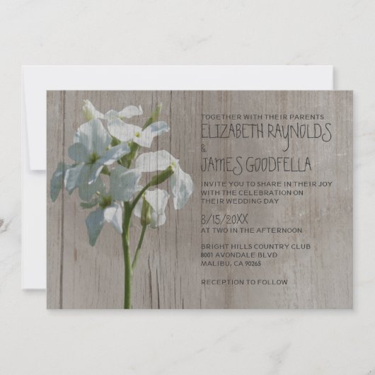 Rustic Matthiola Hochzeit Einladungen (Vorderseite)