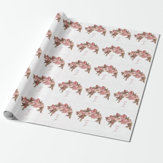Rustic Mauve Floral Geschenkpapier (Ungerollt)
