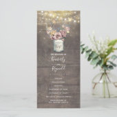 Rustic Mauve Gold Floral Mason Jar Wedding Program Programm (Stehend Vorderseite)