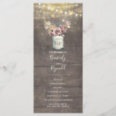 Rustic Mauve Gold Floral Mason Jar Wedding Program Programm (Vorderseite)