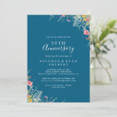 Rustic Meadow Botanical 50th Wedding Anniversary Einladung (Stehend Vorderseite)